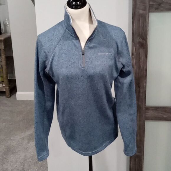 Eddie Bauer  1/4 zip long sleeve blue & Gray pullover with collar size Small - Picture 1 of 3